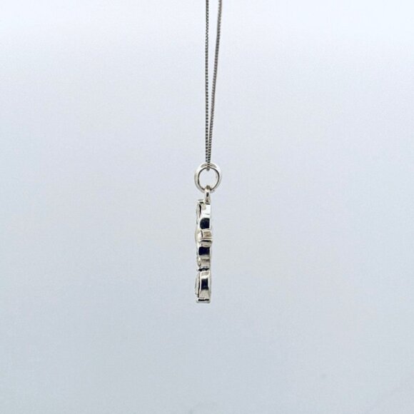 Sterling Silver 925 Italy Cross Necklace with Marquise CZ Stones, 18” Chain - Picture 4 of 10